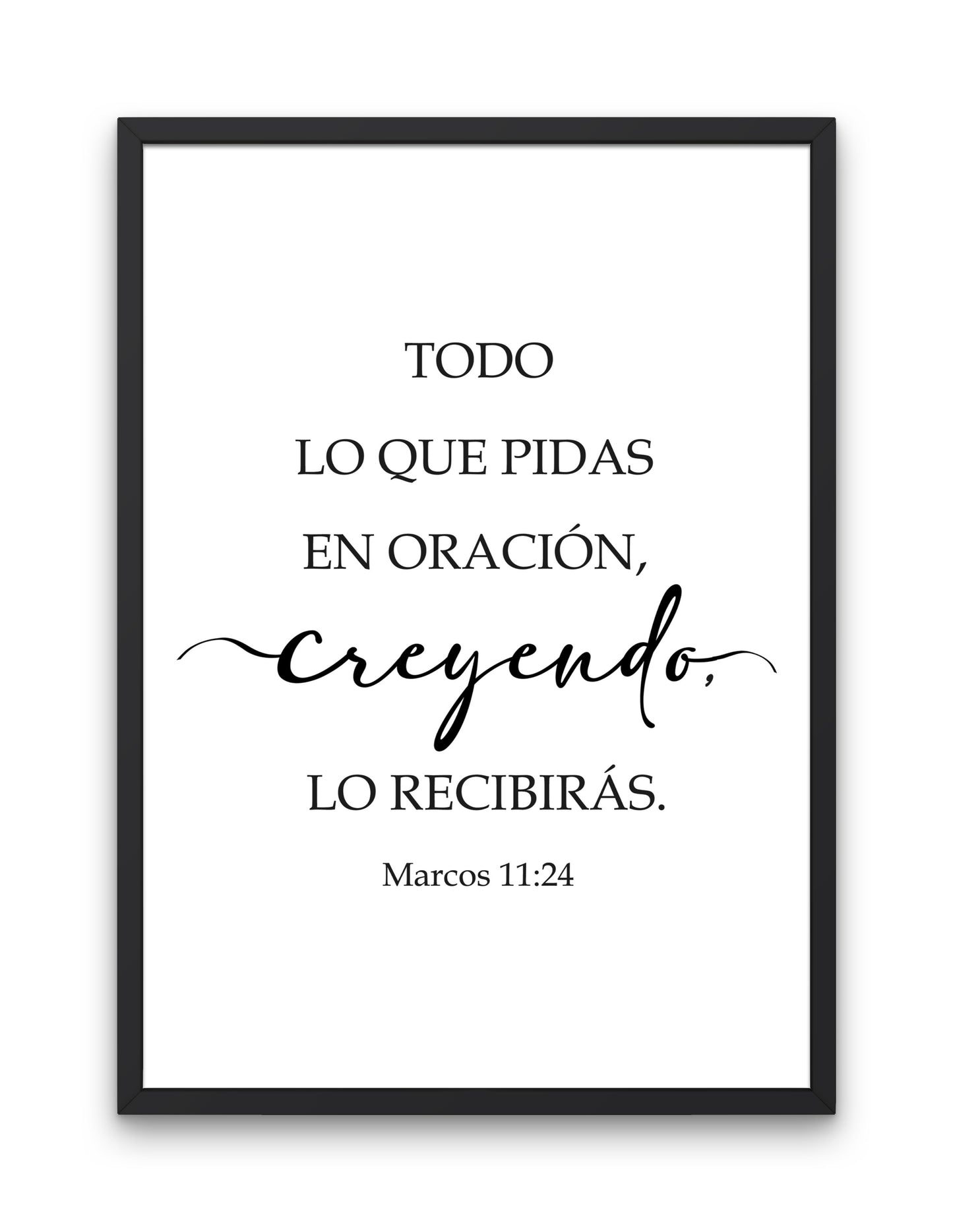 Cuadro: Todo lo que pidas en oración, diseño inspirado en el versículo bíblico de Marcos 11:24