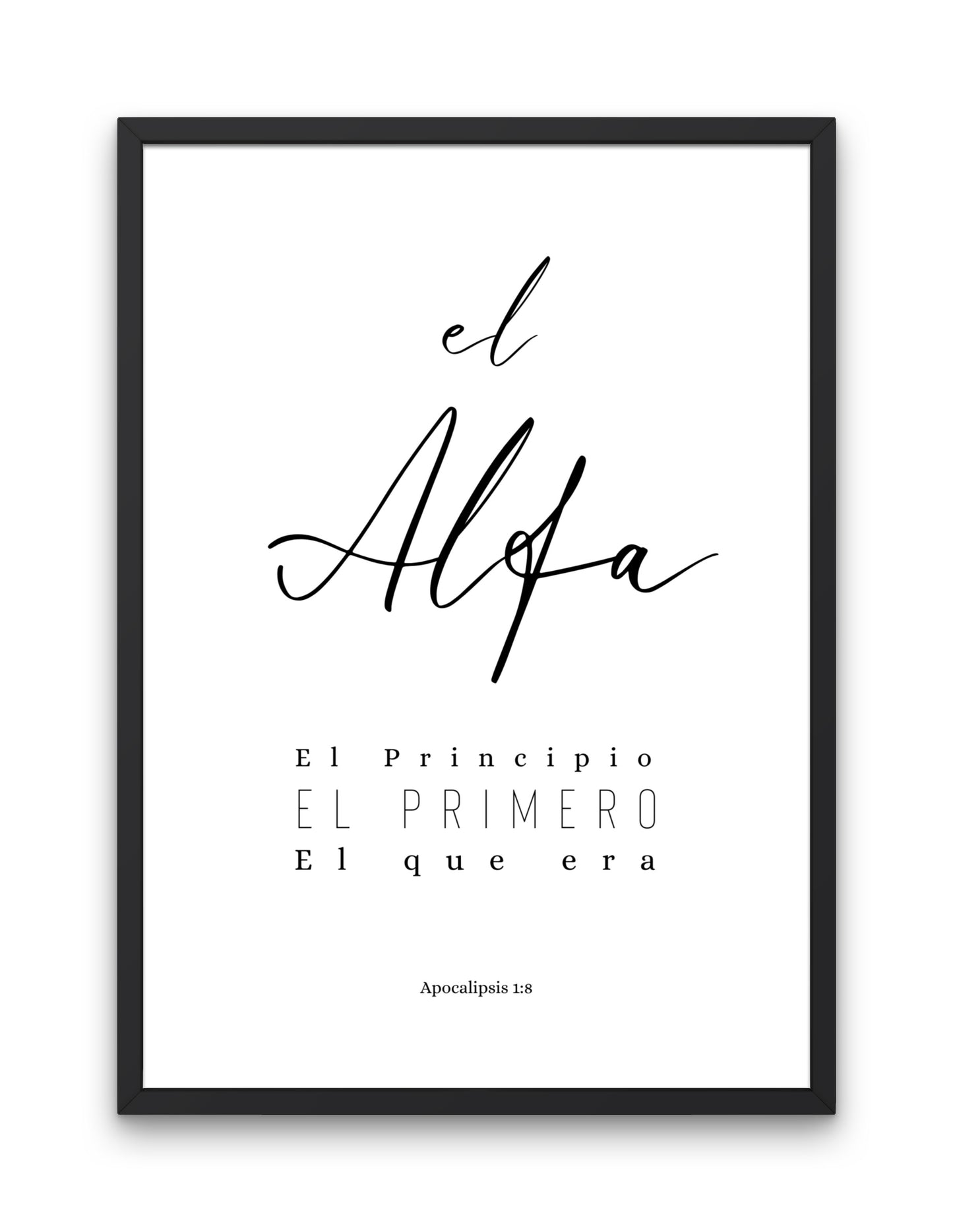 Alfa, diseño inspirado en el versículo bíblico de Apocalipsis 1:8