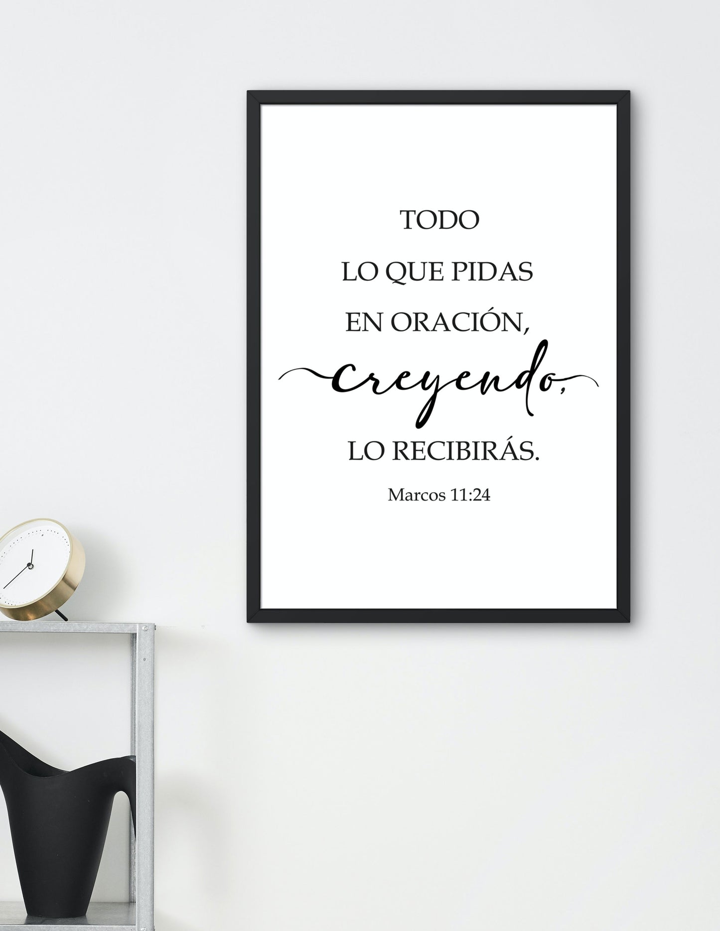 Cuadro: Todo lo que pidas en oración, diseño inspirado en el versículo bíblico de Marcos 11:24