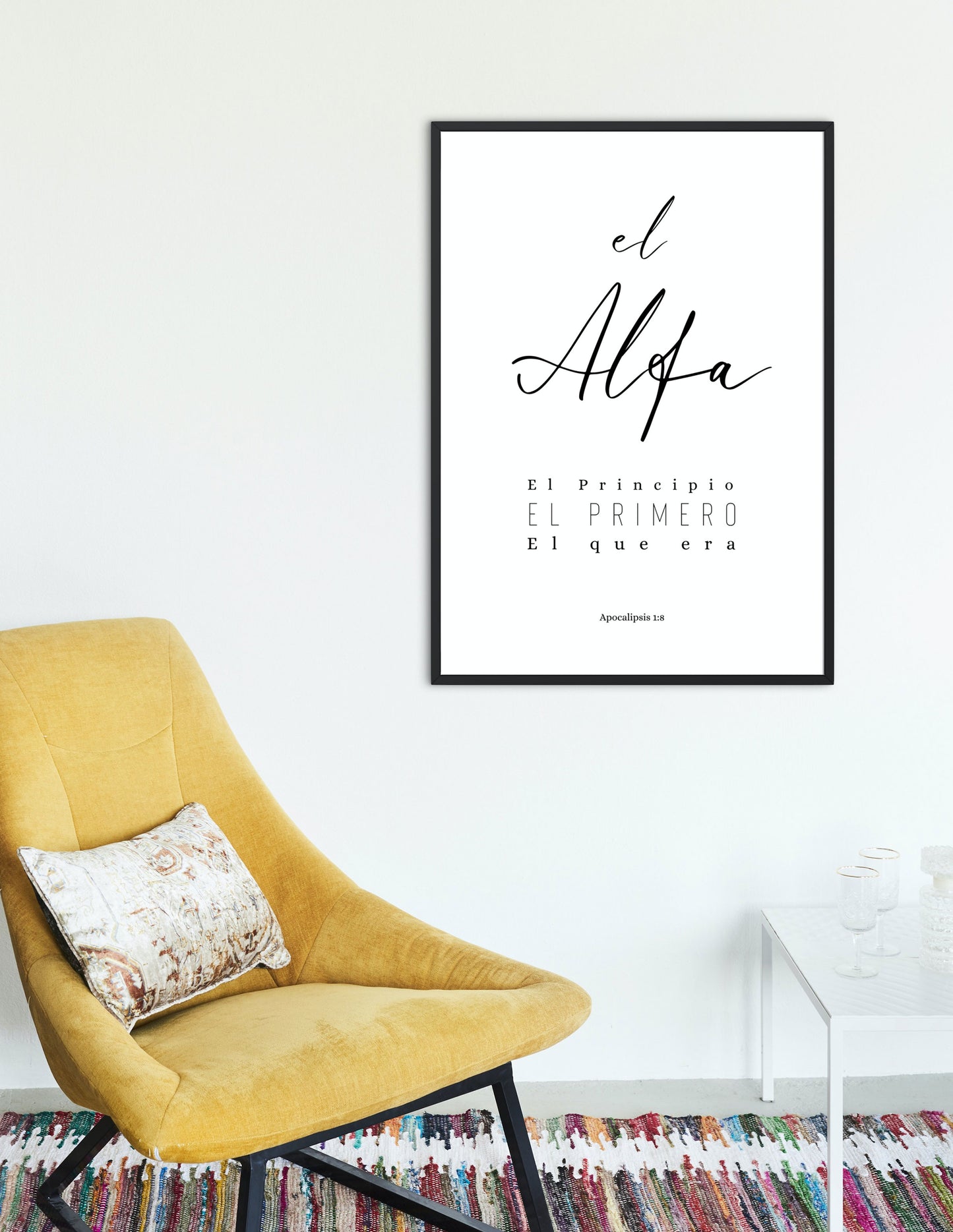 Alfa, diseño inspirado en el versículo bíblico de Apocalipsis 1:8