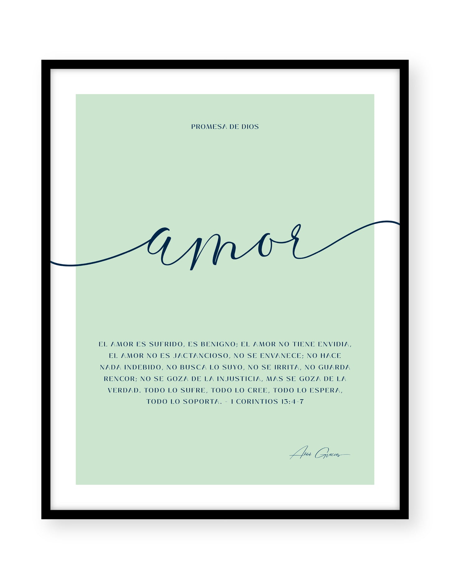 Cuadro: Amor, diseño inspirado en el versículo bíblico de 1 Corintios 13:4-7