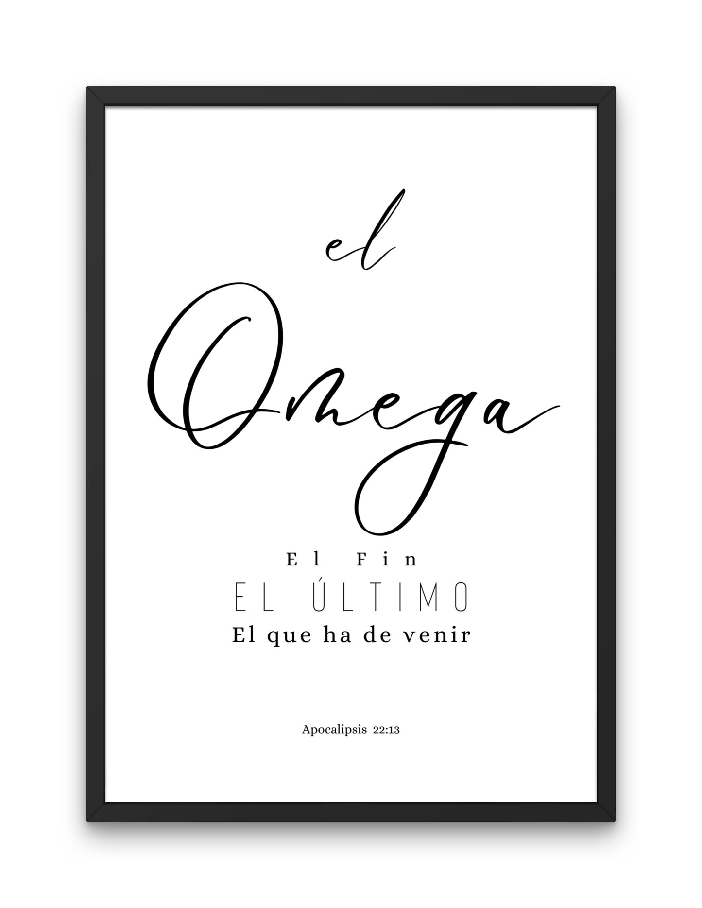 Omega, diseño inspirado en el versículo bíblico de Apocalipsis 22:13