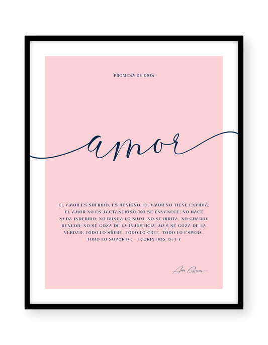 Cuadro: Amor, diseño inspirado en el versículo bíblico de 1 Corintios 13:4-7